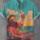 Men's Cheers Sunrise Vacation Reggae Lion Art Print Shirt