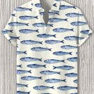 Men's Sardines Graphic Print Casual Short Sleeve Shirt