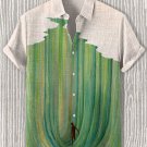 Men's Man Standing In Giant Green Wave Art Print Short Sleeve Shirt