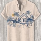 Men's Resort Beach Scenery Art Print Short Sleeve Shirt