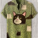 Men's Funny Black And White Cat In The Grass Art Print Short Sleeve Shirt