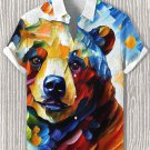 Men's Bear Oil Painting Art Print Casual Short Sleeve Shirt