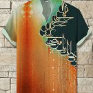 Men's Retro Calligraphy Color Block Art Print Casual Shirt