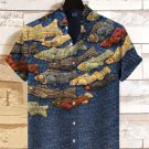 Men's Fish School Art Print Casual Short Sleeve Shirt