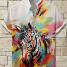 Men's Colorful Zebra Oil Painting Art Print Casual Shirt