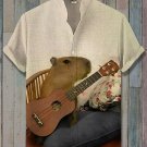 Men's Guinea Pig Playing Guitar Art Print Casual Shirt