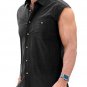 Men's Casual Solid Button Up Turndown Collar Sleeveless Shirt