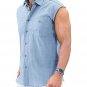 Men's Casual Solid Button Up Turndown Collar Sleeveless Shirt
