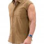 Men's Casual Solid Button Up Turndown Collar Sleeveless Shirt