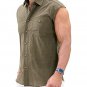 Men's Casual Solid Button Up Turndown Collar Sleeveless Shirt
