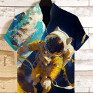 Men's Space Astronaut Cat Pattern Art Print Casual Shirt