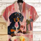 Men's Dachshund Oil Painting Art Casual Shirt
