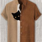 Men's Fun Hide And Seek Black Cat Print Print Casual Shirt