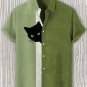 Men's Fun Hide And Seek Black Cat Print Print Casual Shirt