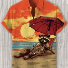 Men's Raccoon Beach Sunbathing Art Print Casual Shirt