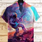 Men's Fantasy Astronaut Space Music Print Casual Shirt