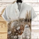 Men's Vintage Fall Landscape Ghost Wandering Art Print Casual Shirt