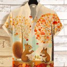 Men's Forest Squirrel Art Print Casual Shirt