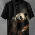Men's Fun Panda Smoking Art Print Casual Shirt