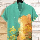 Men's Cat In The Flowers Under The Sun Art Print Casual Shirt