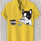 Men's Coffee And Dog Art Print Casual Shirt
