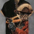 Men's Interstellar Cat Cowboy Retro Future Art Print Shirt