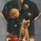 Men's Retro Future Leisure Cat Art Print Shirt