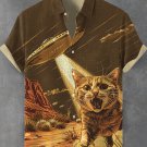 Men's UFO Tracking Cats Retro Future Art Print Shirt