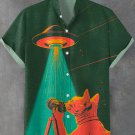 Men's Cat Photography Captures UFO Retro Future Art Print Shirt