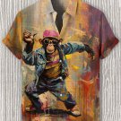 Men's Fun Dancing Monkey Street Art Print Casual Shirt