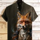 Men's Fox Smoking Art Print Casual Shirt