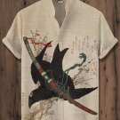 Men's Crow Katana Saber Japanese Art Print Casual Shirt