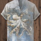 Men's Marine Octopus Oil Painting Print Casual Shirt