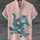 Men's Skateboard Cat Graphic Print Shirt