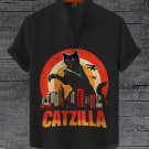 Men's Catzilla Urban Giant Black Cat Graphic Print Shirt