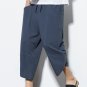 Men's Casual Pocket Drawstring Waist Wrapped Cuff Cotton Linen Crop Harem Pants