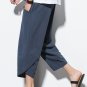 Men's Casual Pocket Drawstring Waist Wrapped Cuff Cotton Linen Crop Harem Pants