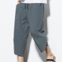 Men's Casual Pocket Drawstring Waist Wrapped Cuff Cotton Linen Crop Harem Pants
