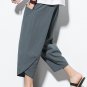 Men's Casual Pocket Drawstring Waist Wrapped Cuff Cotton Linen Crop Harem Pants