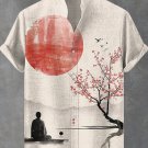 Men's Chinese Zen Ink Painting Printed Casual Shirt