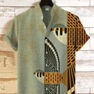 Men's Retro Flying American Kestrels Art Print Linen Blend Shirt