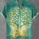 Men's Boho Elephant Tree of Wisdom Spiritual Art Linen Blend Shirt