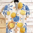 Men's Italian Pattern Lemon Watercolor Art Print Linen Blend Shirt