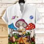 Men's Hippie Magic Mushroom Print Casual Linen Blend Shirt