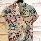 Men's Mythology Animals And Flowers Patterns Print Linen Blend Shirt
