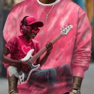 Men's Valentine's Day Black Boy Playing Guitar Art Print Casual Sweatshirt