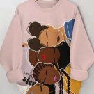 Women's Brown Girls Print Casual Sweatshirt