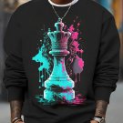 Men's Chess Splash-Ink Art Print Casual Sweatshirt