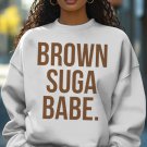Women's Brown Suga Babe Print Cotton Long Sleeve T-Shirt Thin Sweatshirt