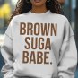 Women's Brown Suga Babe Print Cotton Long Sleeve T-Shirt Thin Sweatshirt